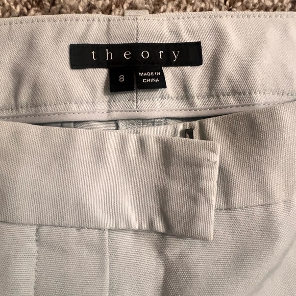 Theory Womens Mid Rise Slim Straight Pleated Dress Pants Light Blue Size 8 - Picture 4 of 16
